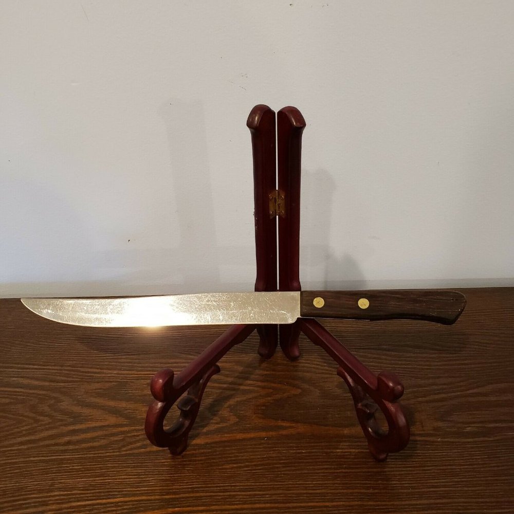 Vtg Forgecraft Stainless Steel 8" Blade Wooden Handle Carving Knife Made in USA